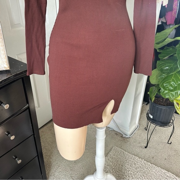 LULU’S SWEET SEASON RIBBED MOCK NECK LONG SLEEVE BODYCON DRESS - Picture 7 of 11